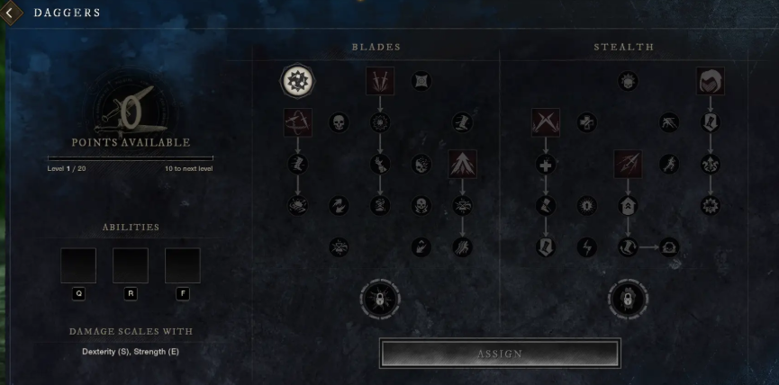 New World Daggers skill tree